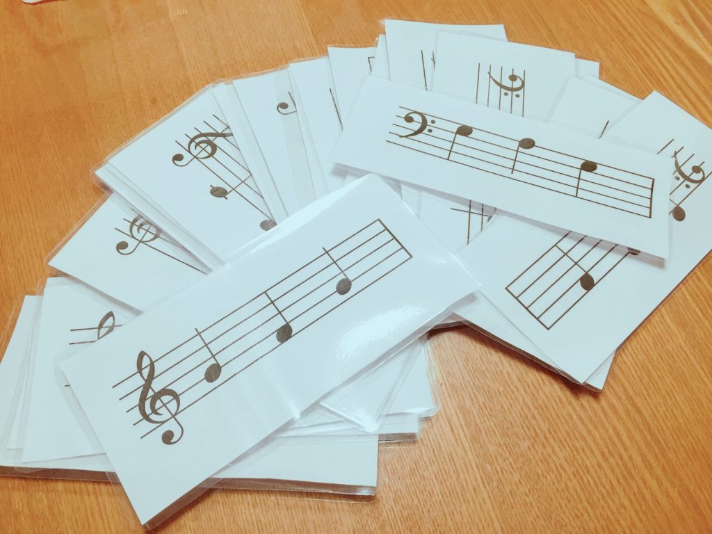 京都府宇治市のピアノ教室『おおにし音楽教室』使用教材　音符カード